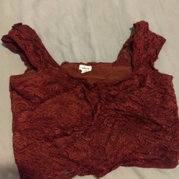 Red Lace Crop Top - Picture 1 of 3